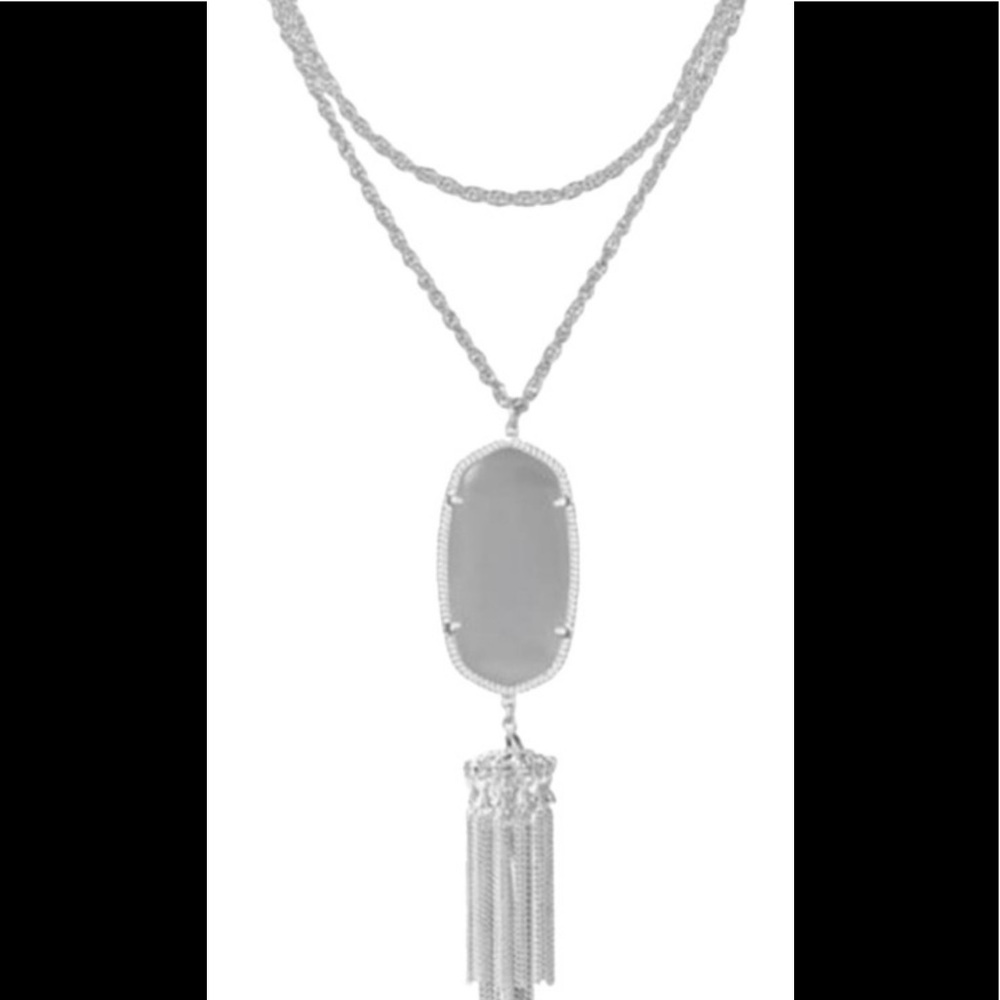 Rayne Silver Long Pendant Necklace In Slate